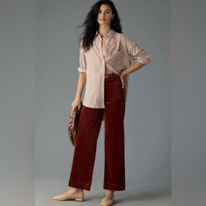 Anthropologie Maeve Colette Corduroy Wide Leg Pants Size 25 Rich Rust